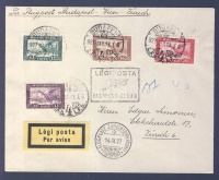 1927 Légi levél Svájcba 'BUDAPEST-ZÜRICH' légi irányító bélyegzéssel / Airmail cover to Switzerland with 'BUDAPEST-ZURICH' airmail cancellation