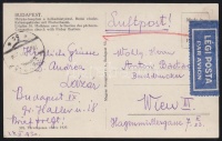 1930 Légi képeslap Bécsbe Repülő 80f bérmentesítéssel / Airmail postcard to Vienna