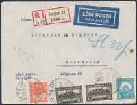 1930 Ajánlott légi levél Stockholmba / registered airmail cover to Stockholm