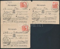 1930 3 egybefüggő távbeszélő díjnyugta / 3 connected telephone fee receipts