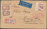 1930 Légi ajánlott levél Danzigba küldve