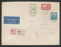 1930 Ajánlott légi levél Párizsba / Registered airmail cover to France