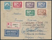 1931 Ajánlott légi levél Belgiumba, továbbküldve / Registered airmail cover to Belgium, redirected