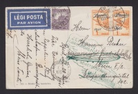 1931 Zeppelin Magyarország-németországi útja, képeslap Zeppelin 2 x 1P  bérmentesítéssel Bécsbe / Zeppelin flight from Hungary to Germany, postcard to Vienna with 2 x Mi 478