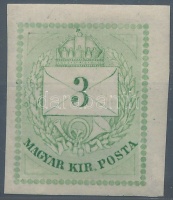 1874 3kr vágott, eredeti gumizás R!