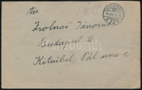 1945 (2. díjszabás) Helyi levél 2x20f/8f + 4x90f/36f Kisegítő portóval / Local cover with postage due
