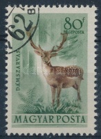 1953 Erdei állatok 80f, a szarvas 2,5 mm-rel jobbra tolódott / Mi 1291 with shifted deer