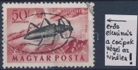 1954 Rovarok 50f balra eltolódott fekete színnyomat (foghiba)