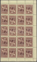 1956 Hunyadi János 10 fordított párt tartalmazó ívdarab 'B' fogazással (10.000)