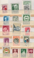 1957-1958 15 klf (16 db) kiadás: önálló értékek, szelvényesk, sorok