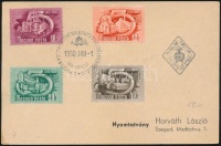 1950 Ötéves terv 10f, 12f, 20f, 40f FDC-n (2.500)
