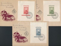 1951 80 éves a magyar bélyeg blokksor 3 db FDC-n (46.000)