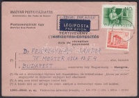 1957 Légiposta tértivevény New Yorkba küldött levélről