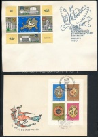 1960 Fip blokk ajánlott FDC + 2 későbbi blokk borítékon