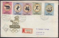 1960 Olimpia (III.) - Róma sor + blokk 3 db ajánlott FDC-n