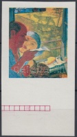 1967 Festmények III. 2,50Ft ívszéli vágott bélyeg arany színnyomat nélkül. A szakirodalomban ismeretlen. / Mi 2375 margin piece, gold colour print omitted. Not mentioned in the philatelic literature. Certificate: Glatz