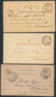1875-1898 33 db díjjegyes levelezőlap közte szín, vízjel változatok, kétnyelvű bélyegzések stb.