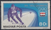 1975 Téli olimpia 80f, lefelé tolódott piros színnyomat / Mi 3091, shifted red colour