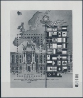 1986 Európa Bécs blokk feketenyomat fekete sorszámmal (8.000) / Mi block 187 blackprint with black number