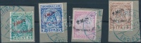1914 A király érkezése felülnyomott sor 4 értéke kivágáson Mi 36, 38-40