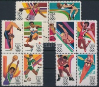 1983 Nyári Olimpia, Los Angeles (IV.) 3 sor 4-es tömbökben Mi 1636-1639, 1644-1647, 1690-1693