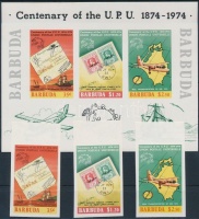 1974 100 éves az UPU vágott sor Mi 182-184 + blokk 10