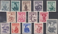 1948 Népviselet 14 klf érték, közte Mi 909, 911 és 926