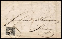 1859 Mi. 11 IIa helyi levélen / on local cover 'PRAG'