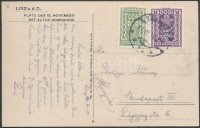 1924 Linzi képeslap inflációs bérmentesítéssel Budapestre