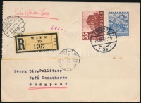 1937 Ajánlott levelezőlap Budapestre