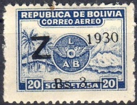 1930 Zeppelin felülnyomott bélyeg Mi 186 pici folt / small stain