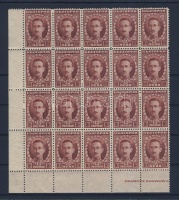 1921 Mi 165 ívsarki húszas tömb / corner block of 20