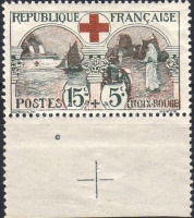 1918 Vöröskereszt ívszéli bélyeg Mi 136