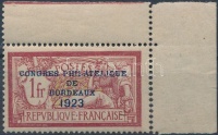 1923 Filatéliai kongresszus ívsarki bélyeg Mi 152 (töredezett gumi)