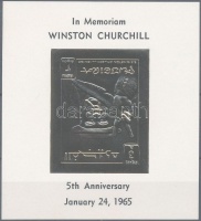 1965 Winston Spencer Churchill Mi 67 arany fóliás de Luxe blokk tévnyomat fordított bélyegképpel