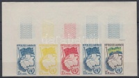 1961 Csatlakozás az ENSZ-hez Mi 157 5 klf fogazatlan színpróba ötöscsíkban / stripe of 5 different imperforate coulor proofs