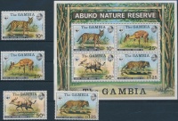 1976 WWF: Abuko Természetvédelmi Terület sor Mi 332-335 + blokk 2