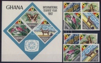 1967 Turizmus éve állatok, madár, lepke fogazott+vágott sor Mi 326-329+blokk 29
