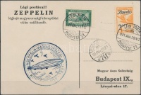 1931 Zeppelin Magyarországi körrepülés levelezőlap alkalmi bélyegzéssel Zeppelin 1P + Repülő 12f bérmentesítéssel (16.000)