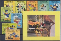 1979 Nemzetközi gyermekév, Walt Disney figurák sor Mi 357-365 + blokk 47