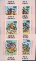 1976 UPU fogazott + vágott blokksor Mi 12-17 a A-B (2 stecklapon)