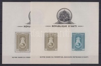 1942 Szűz Mária Haiti védőszentje blokksor Mi 1-3 fogazott + vágott (3 stecklapon) / Blocks Mi 1-3 perforated + imperforate