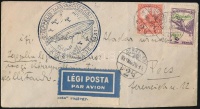 1931 Zeppelin Magyarországi körrepülés levél alkalmi bélyegzéssel Zeppelin 2P + Pengő-fillér 20f bérmentesítéssel (18.000)