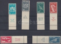 1950 Légiposta, régi madárábrázolások tabos sor Mi 33-38 with tab