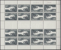 1963 Az éhség ellen 16-os ív benne ívközéprészes fordított párok Mi 282 / sheet of 16 with tete beche and gutter pairs