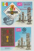 1970 Labdarúgás 2 klf vágott blokk Mi 216 + 218