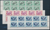 1953 Autó- és motorverseny sor ívsarki 10-es tömbökben Mi 725-727 (1. érték hiányzik)