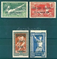 1924 Párizsi olimpiai játékok sor felülnyomással Mi 22-25