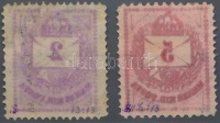1874 2kr és 5kr teljes gépszínátnyomattal