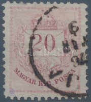 1874 Zárday-féle álpróbanyomat 20kr lila, eredeti bélyegzéssel R!